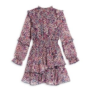 Aqua Girls Navy long sleeve ruffle dress size small